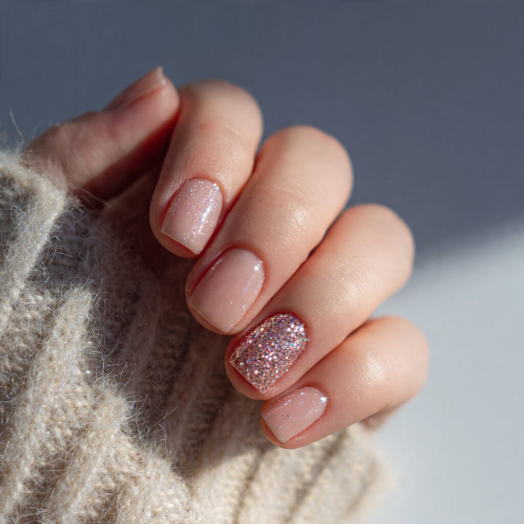 subtle glitter accent nail attractive nails