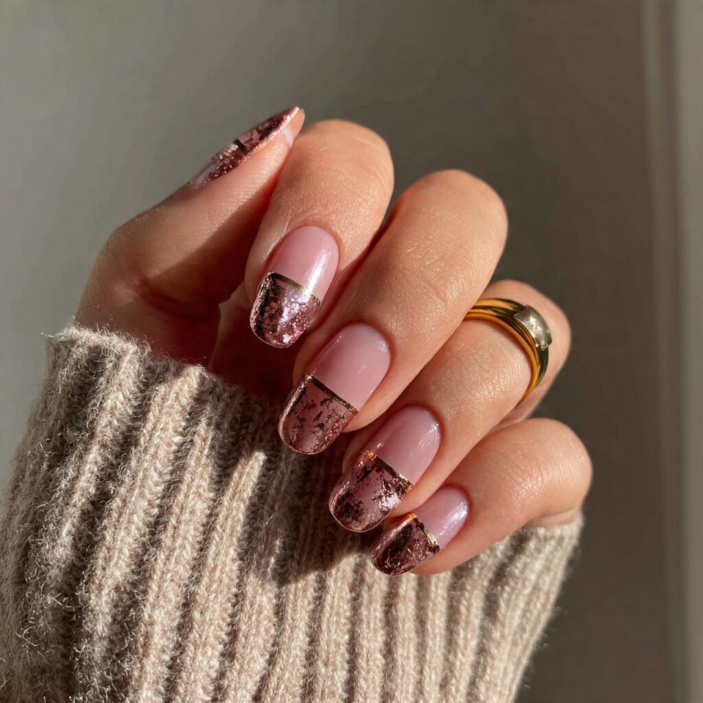 subtle metallic accent nails attractive nails