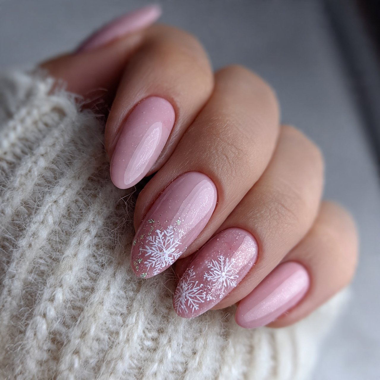 subtle snowflake accents attractive looks nails
