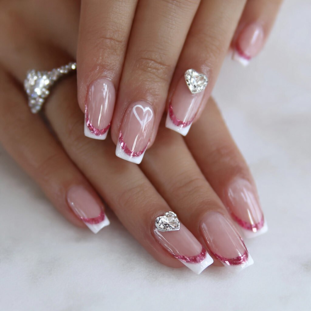 sweetheart french tips attractive nails