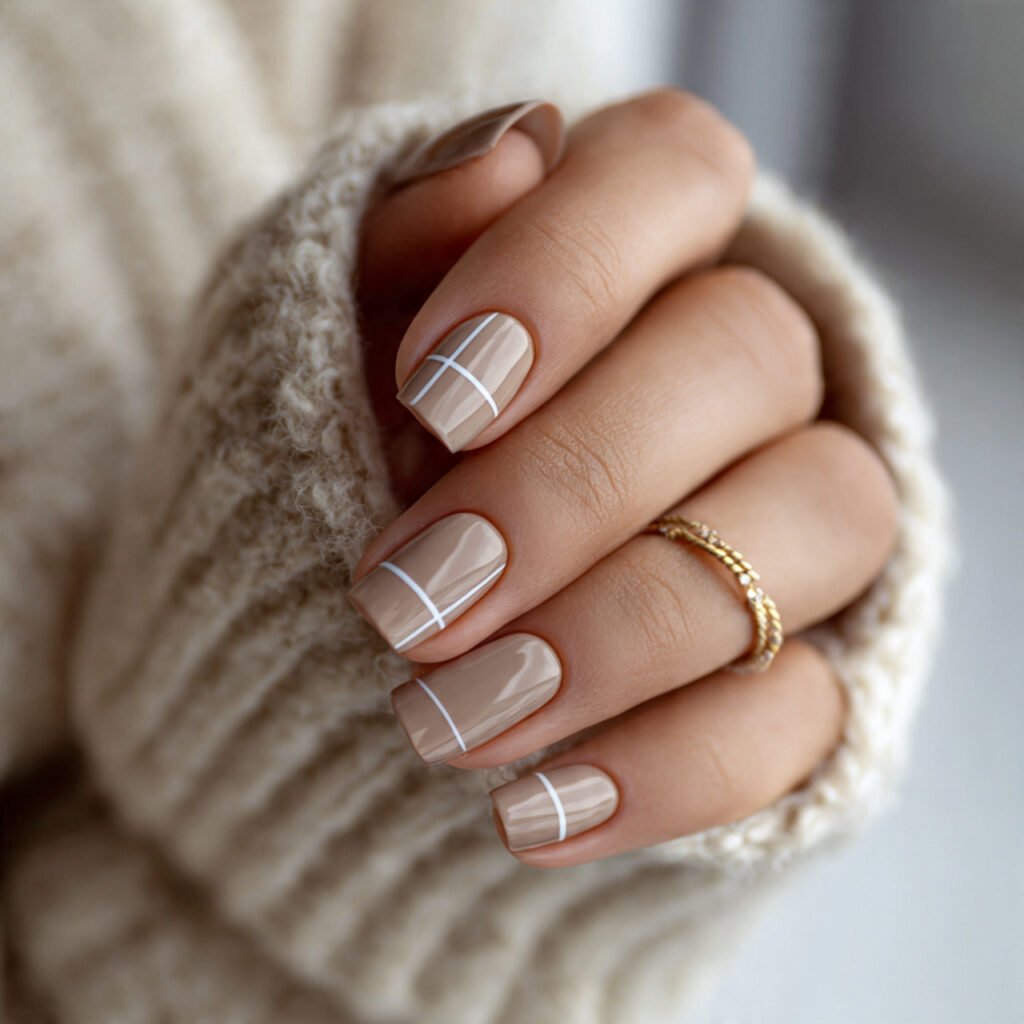 taupe minimalist lines attractive nails