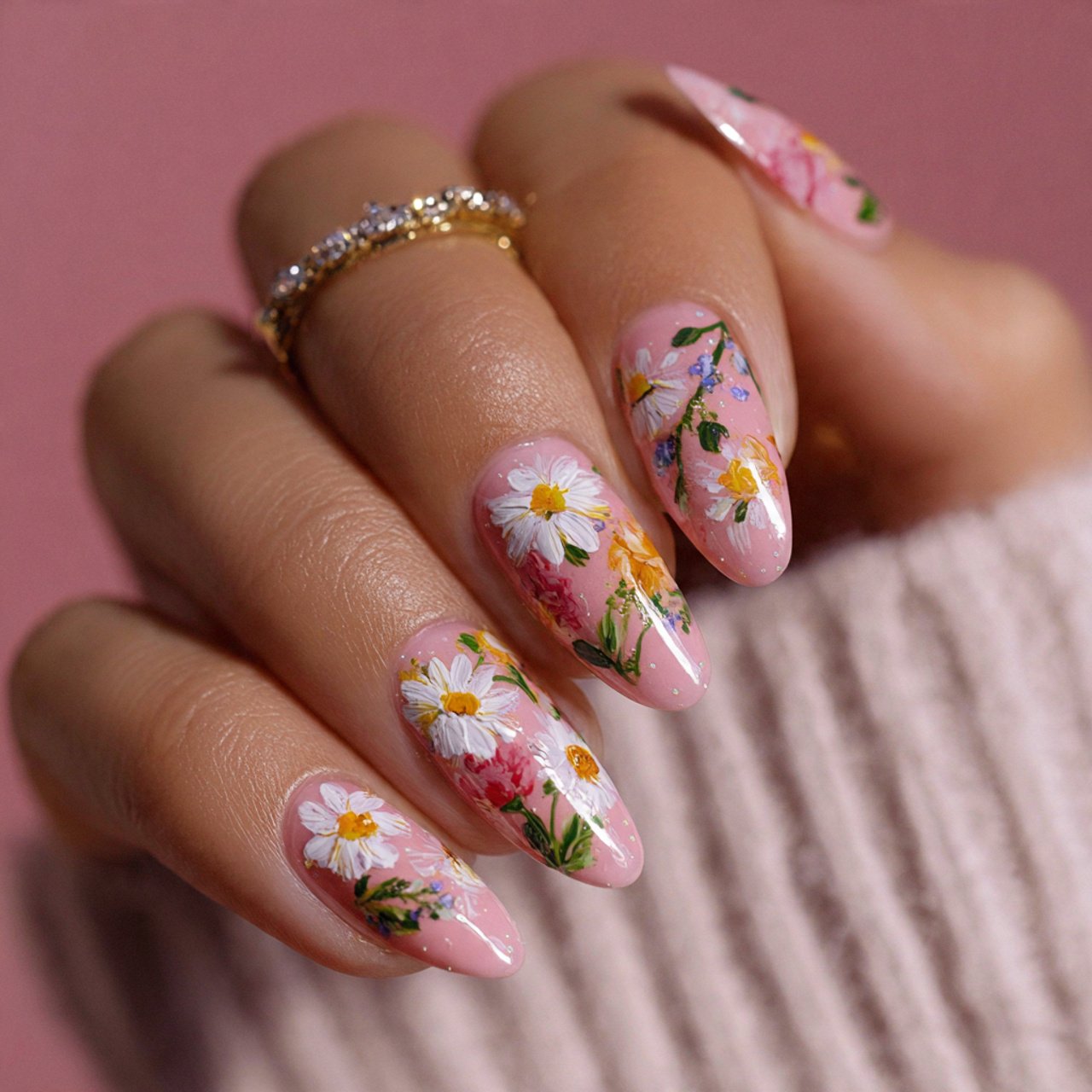 tiny daisy garden micro florals attractive nails