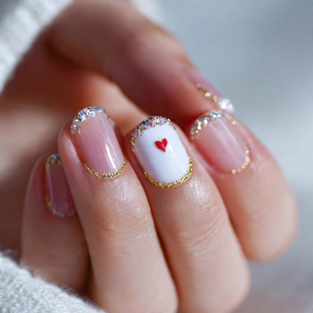 tiny heart charm accent attractive nails
