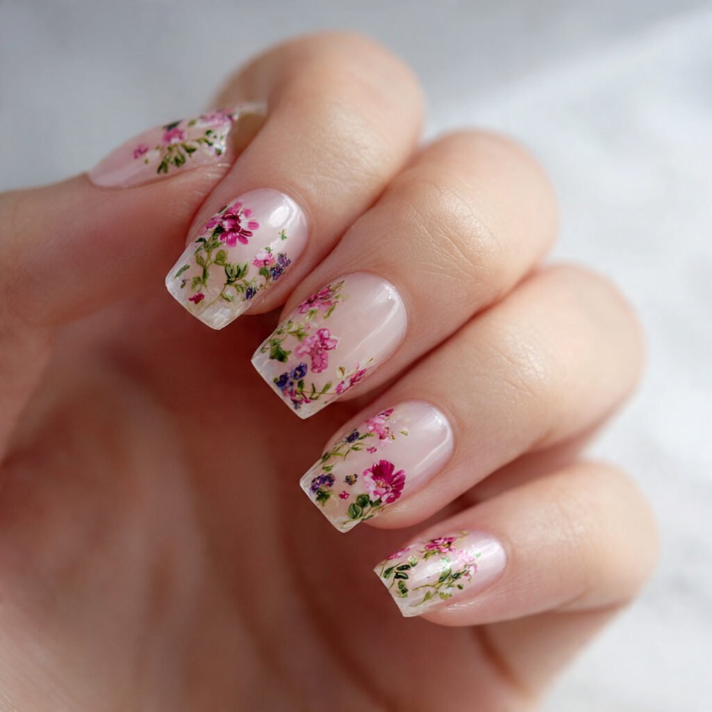 tiny floral clusters on a sheer base