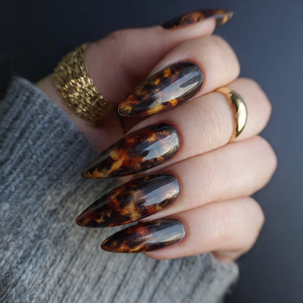 tortoiseshell accent classic designer vibe attractive nails