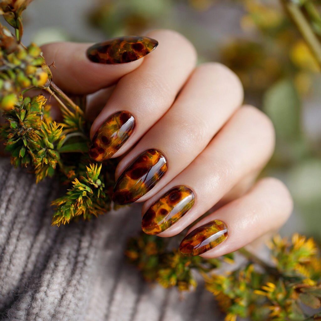 tortoiseshell nail art nature look background nails