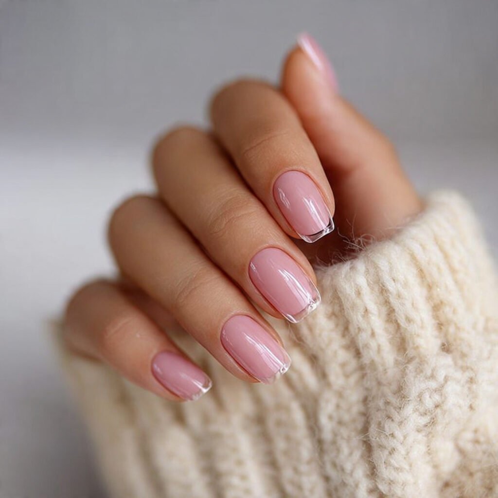 transparent tips with soft pink base attractive na