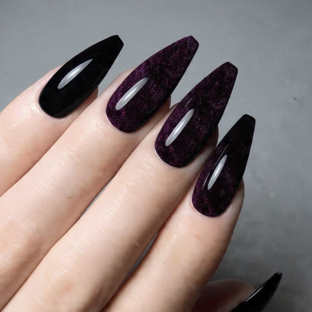 velvet cat eye chrome velvet nature looks nails