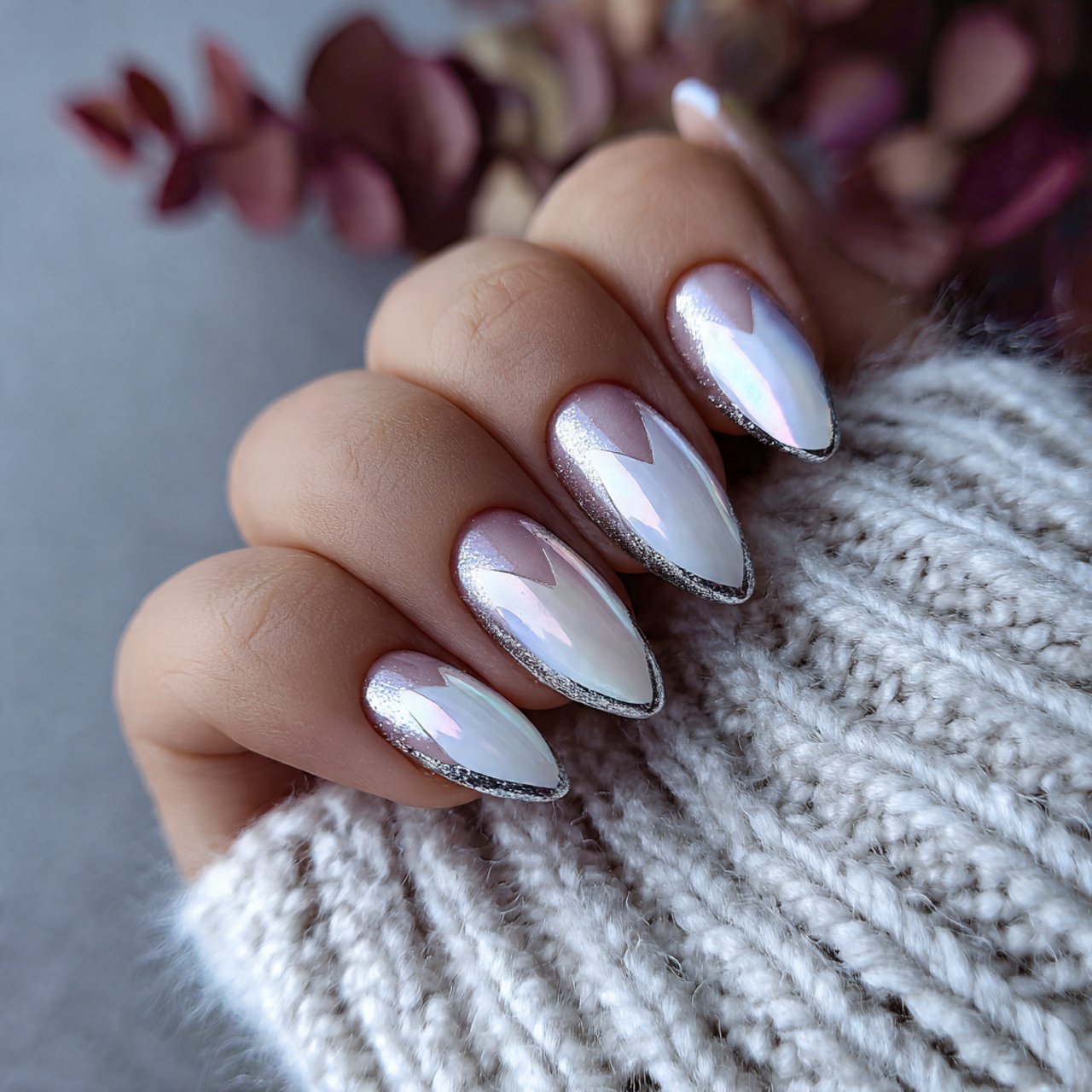 white cat eye nails with negative space attractive
