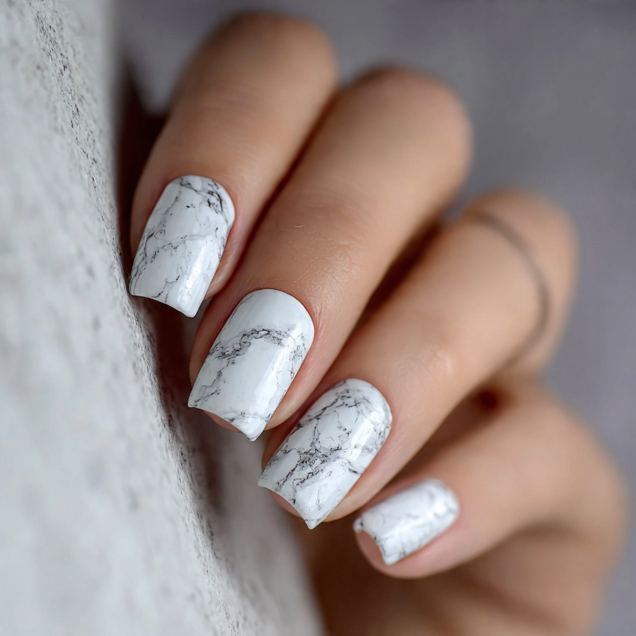 white marble nails nature looks