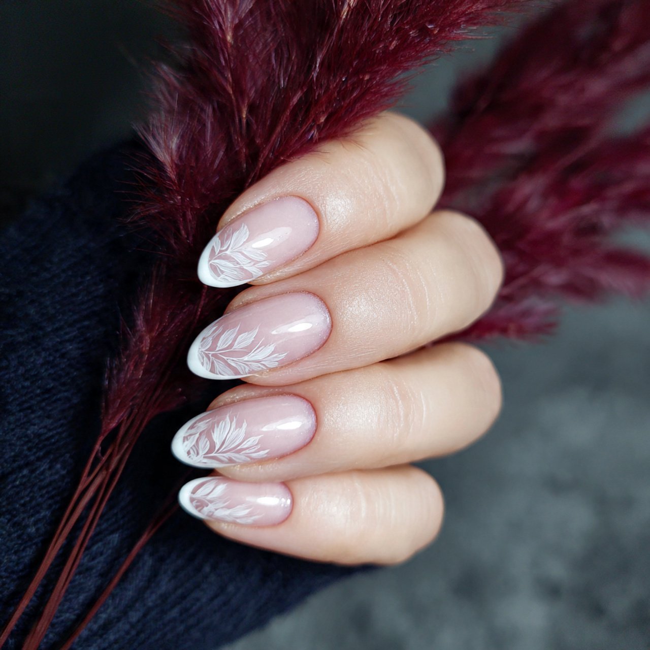 white v french tip nails nature look nails