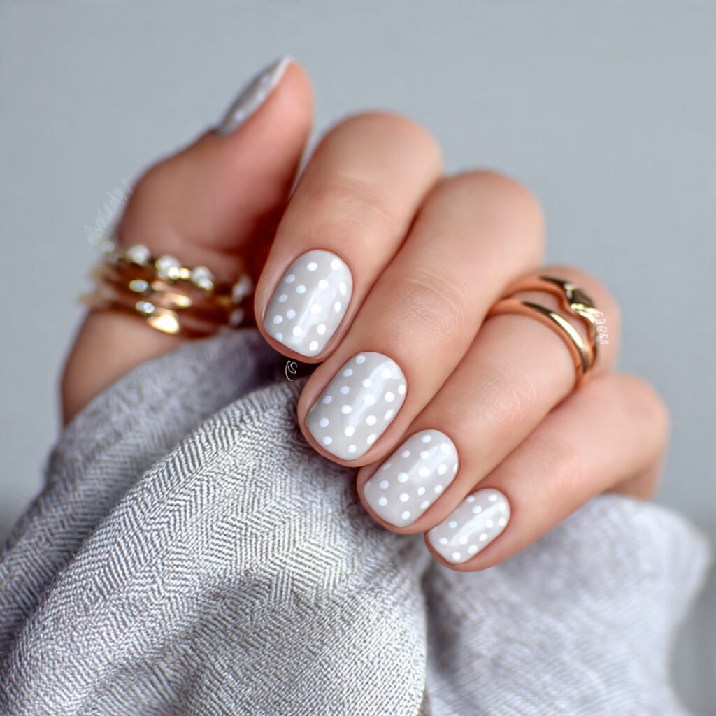 white dainty dots minimal nail art attractive