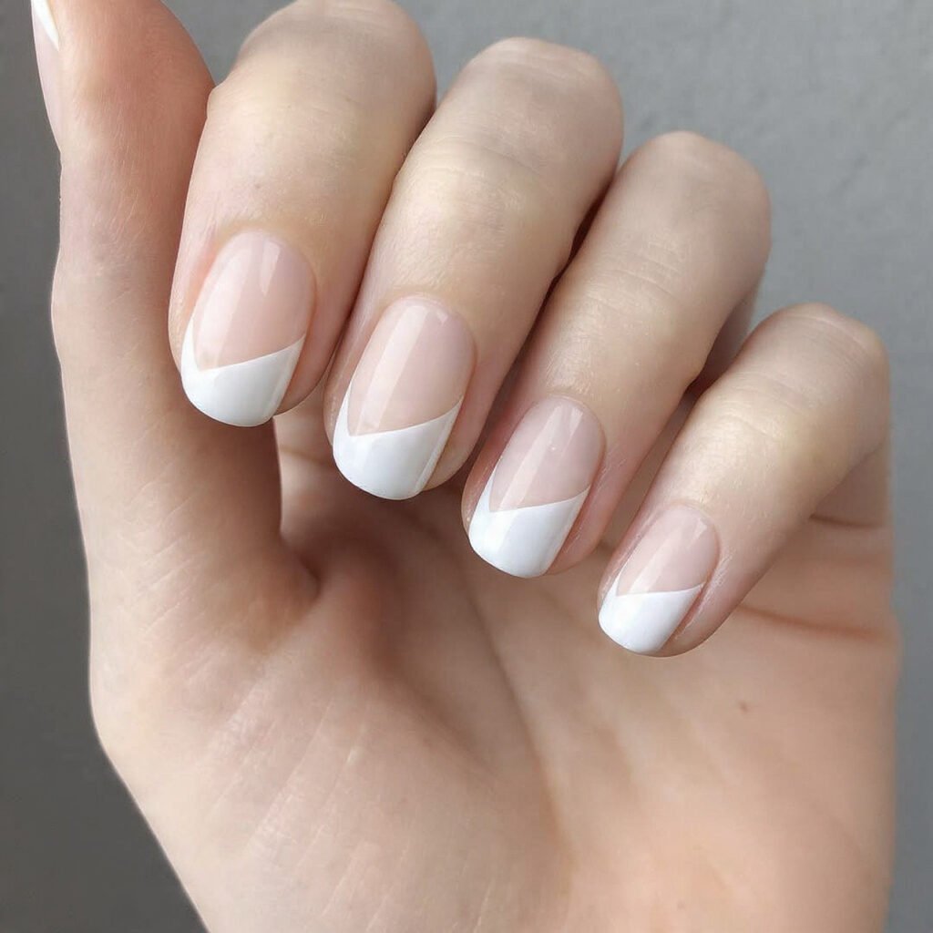 white tuxedo tips diagonal french attractive nails