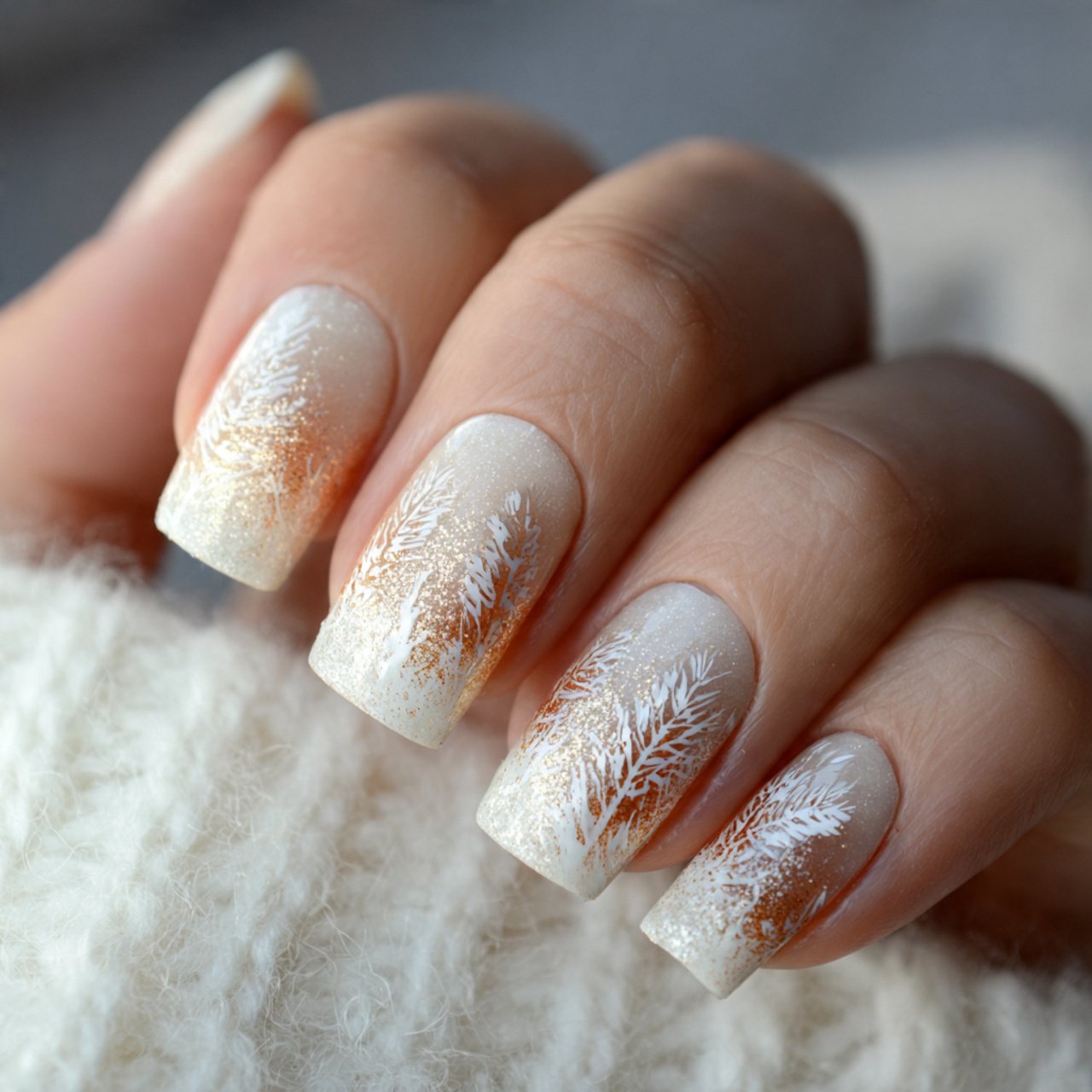 winter white ombre nature look nails