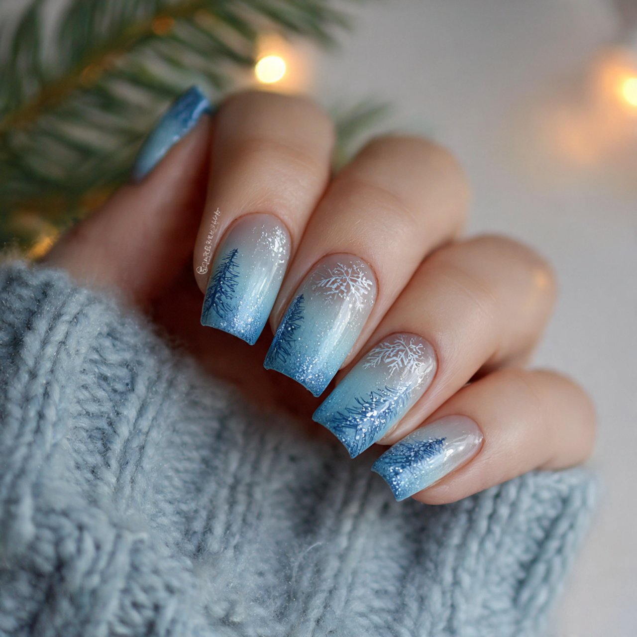 winter wonderland gradient creative nails 1