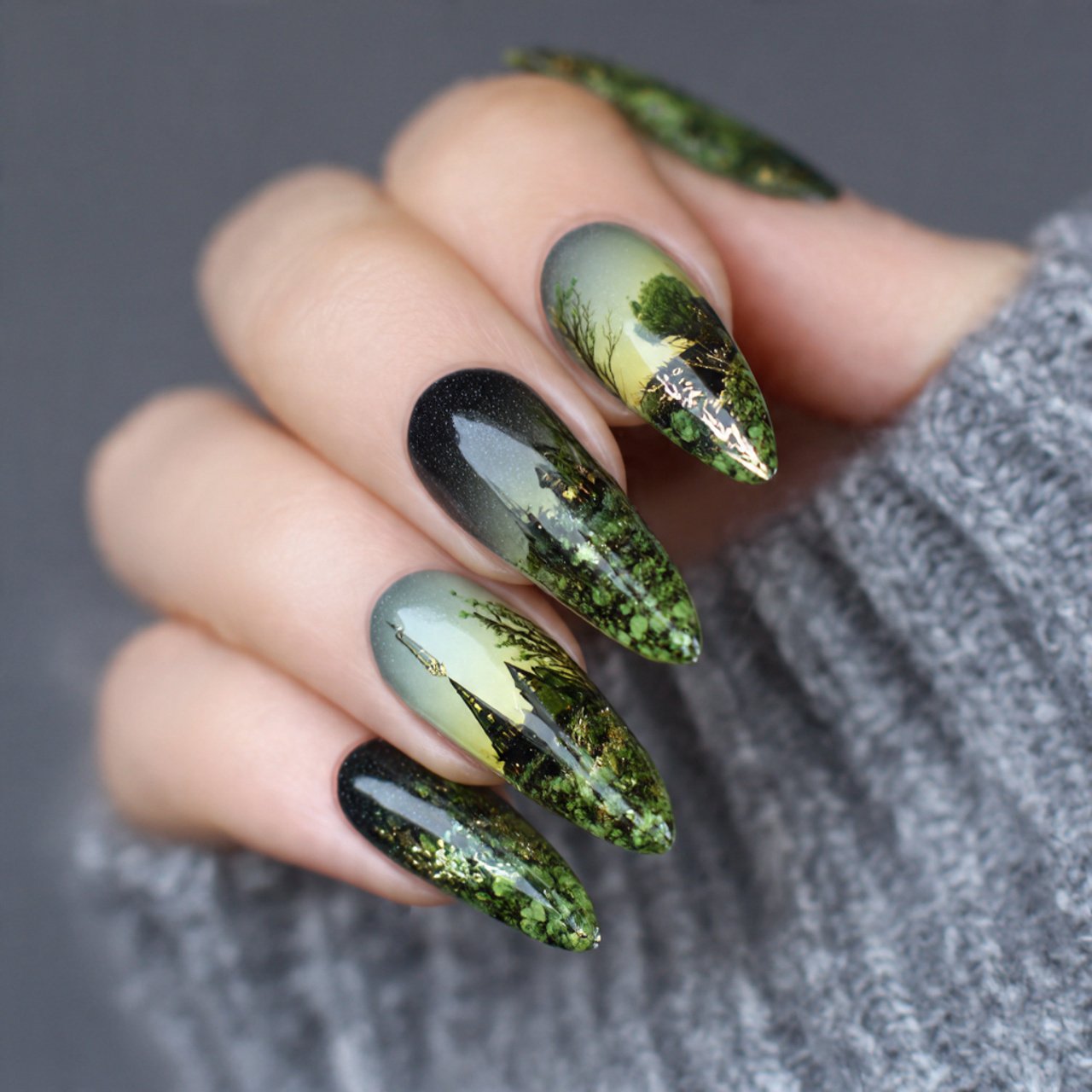 witch hat nail art nature look nails