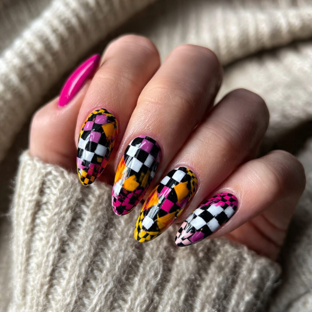 y2k checkerboard nails attractive nails