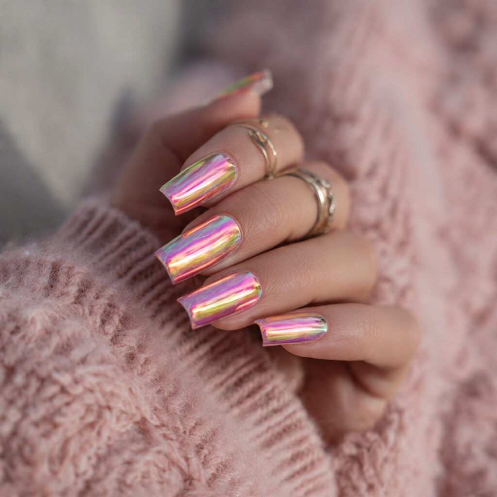 y2k metallic ombre attractive nails