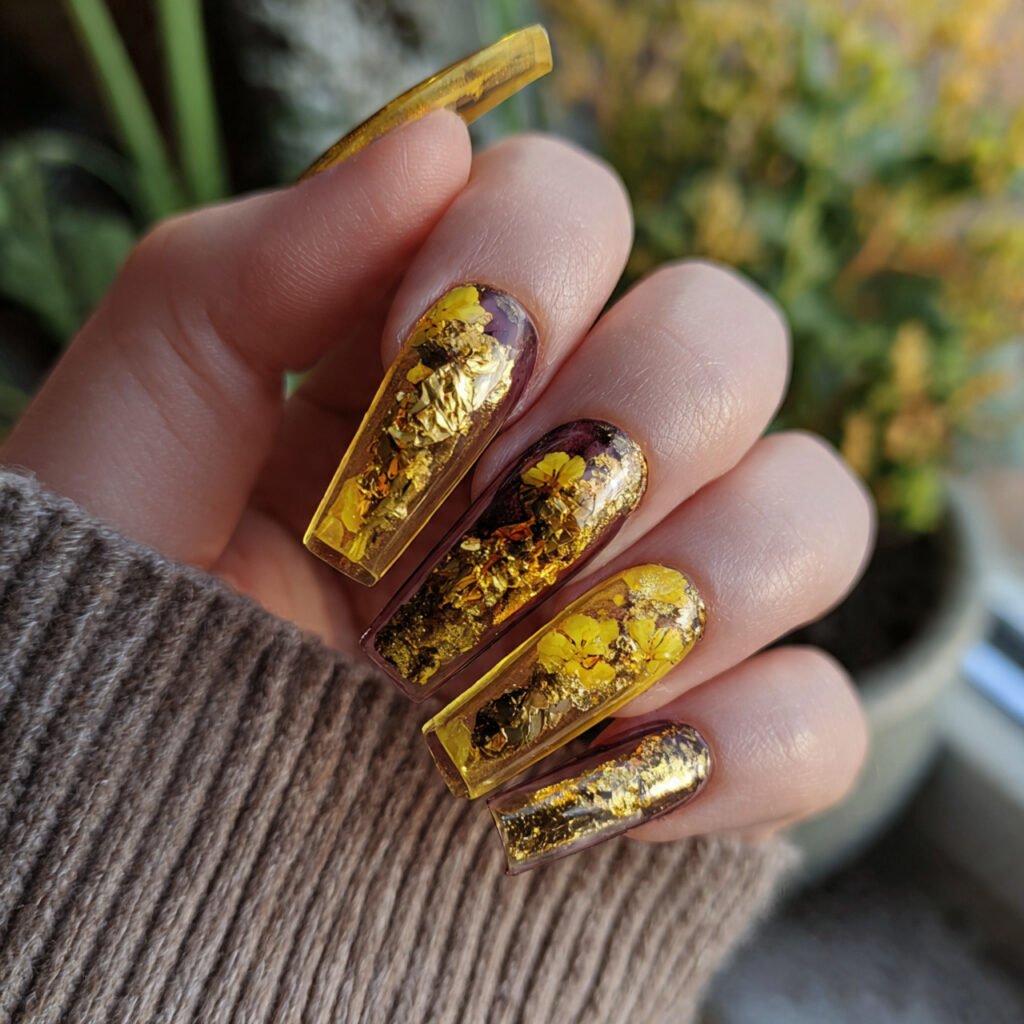 yellow gold foil accents warm luxury