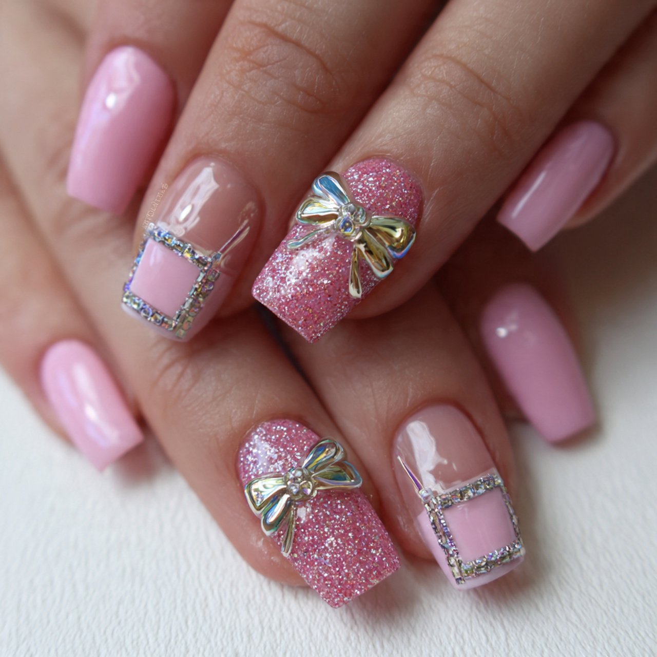3d bow accent birthday nails beautiful nails