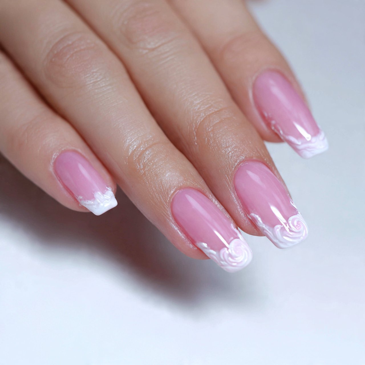 3d french tip with sculpted edges nails image
