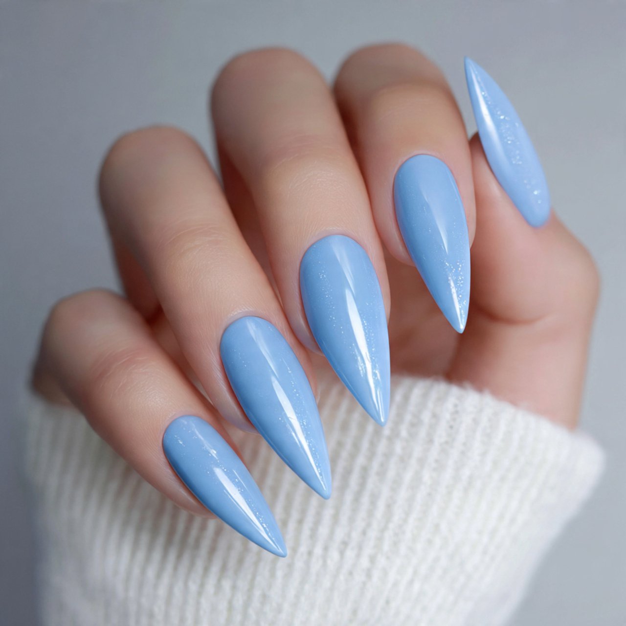 baby blue gloss nails
