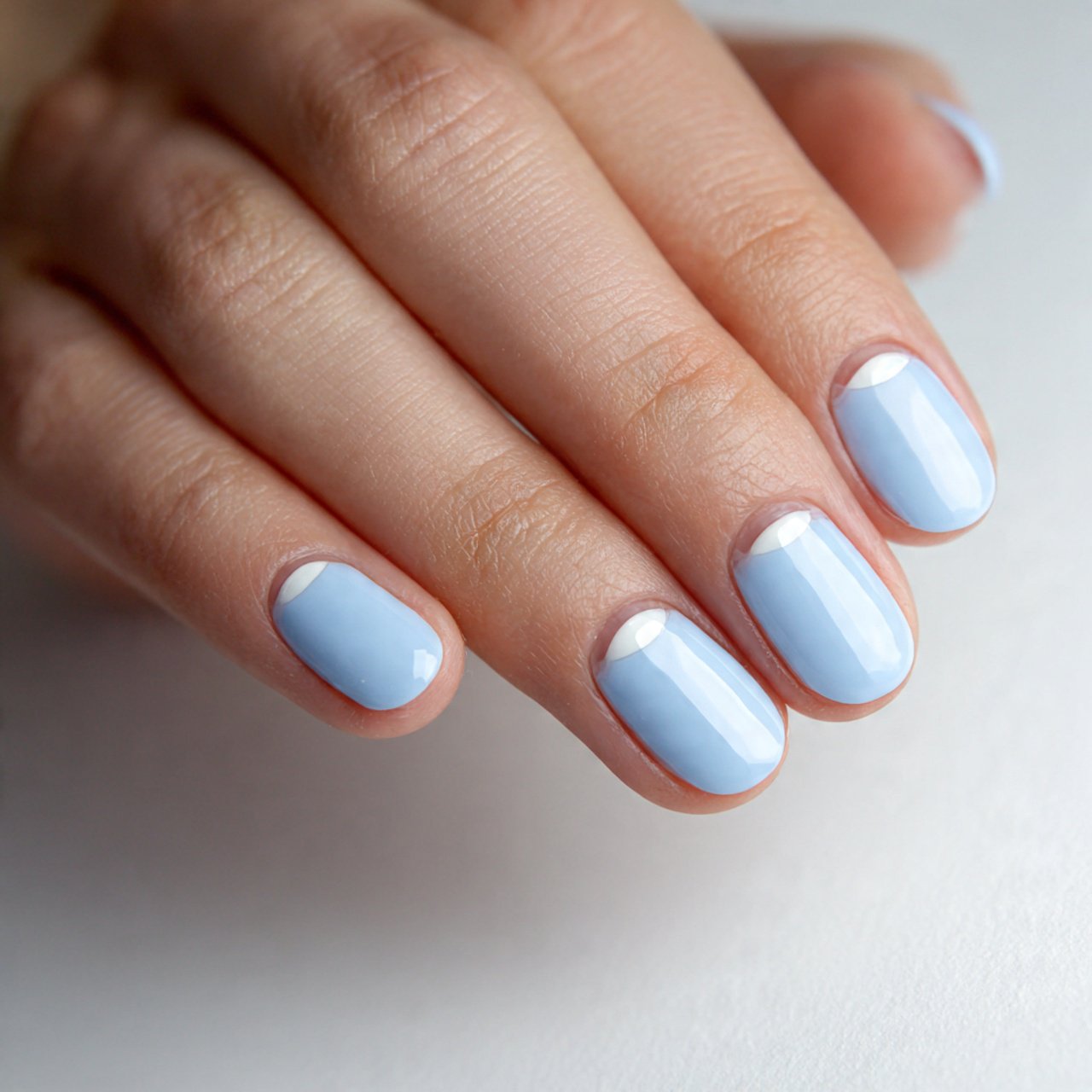 baby blue half moon detail negative space near cut