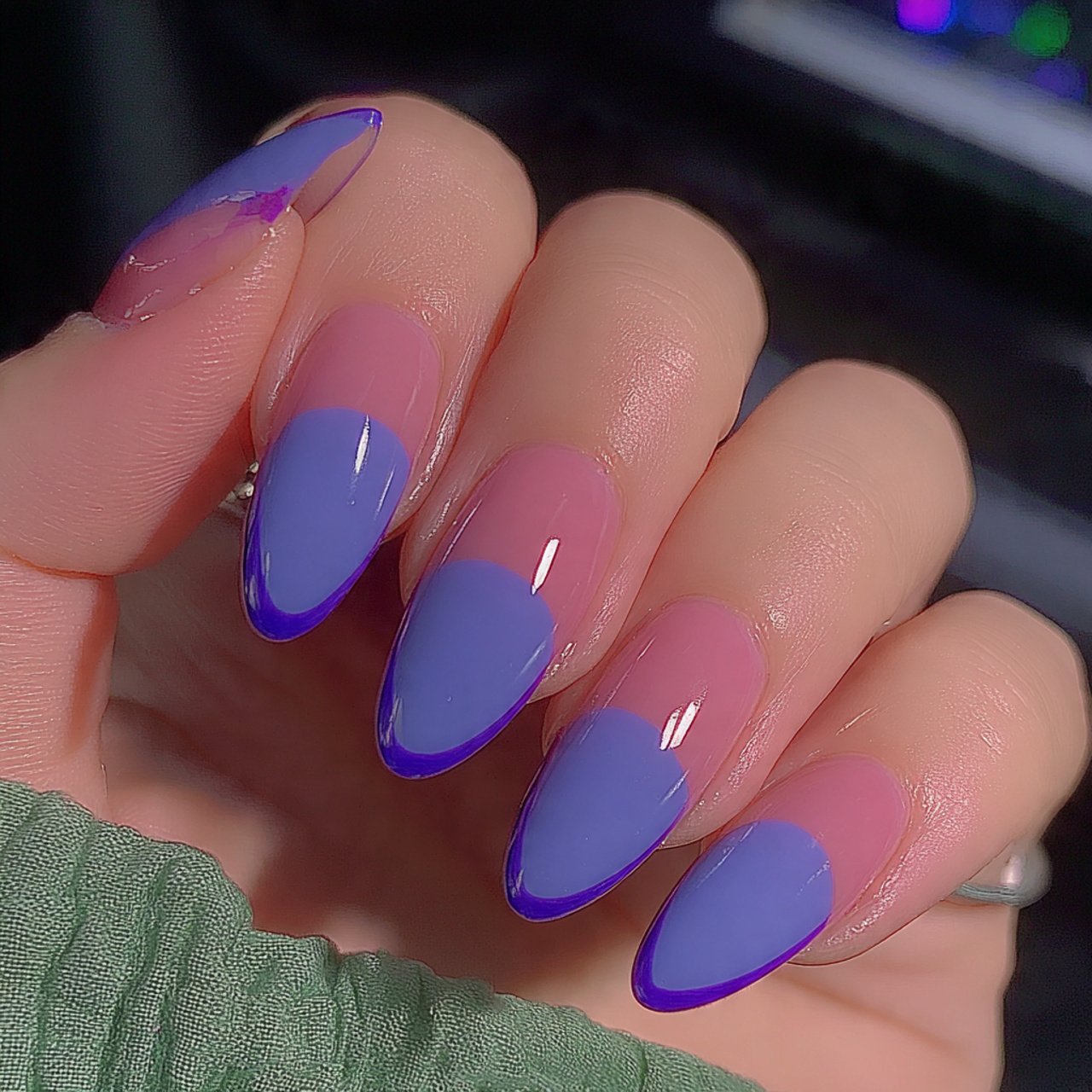 baby blue micro french on base nature look nails