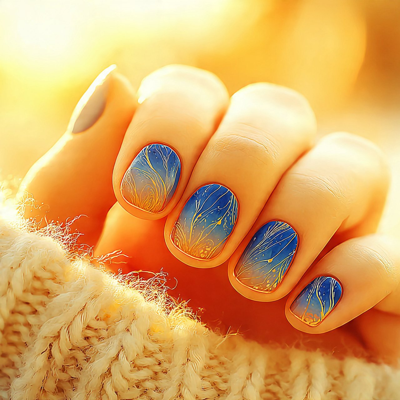 baby blue ombr attractive look nails