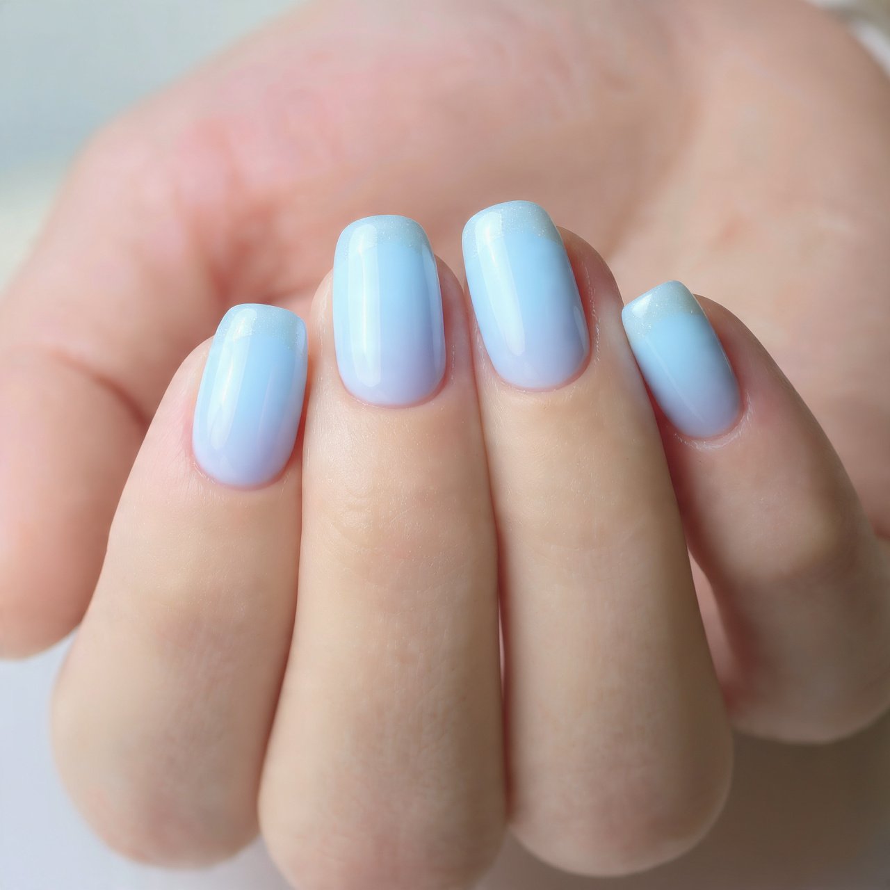 baby blue with pearl glaze topcoat nature look nai