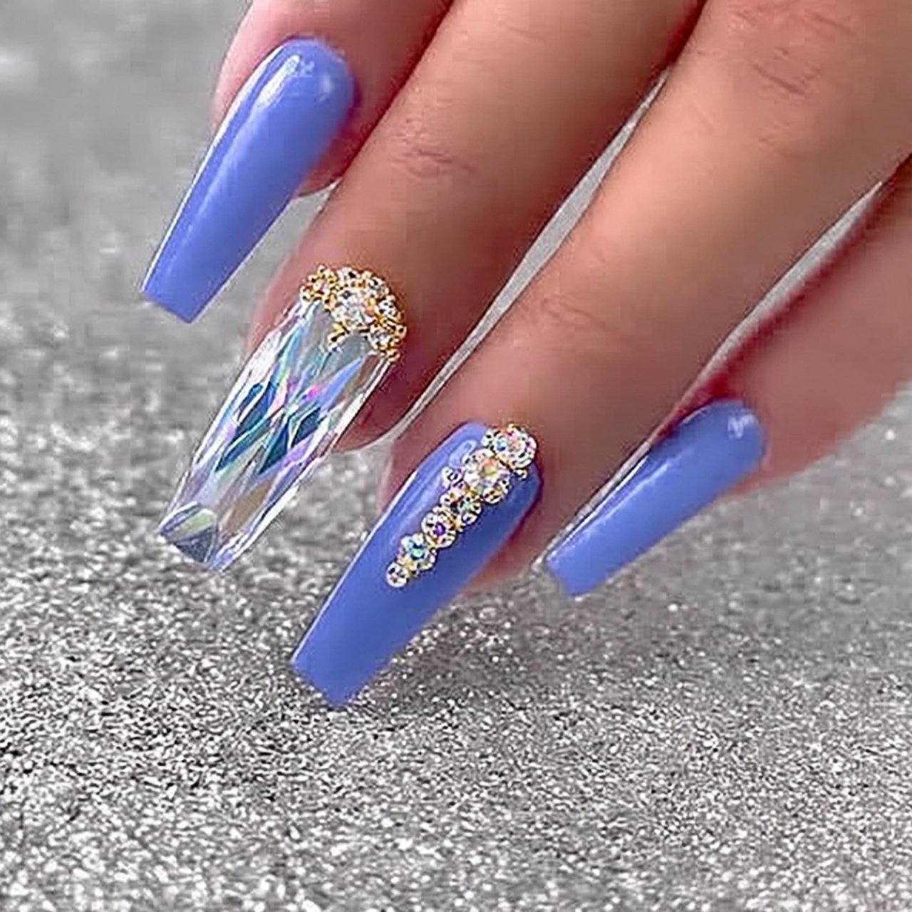 baby blue with tiny crystal accent one stone only