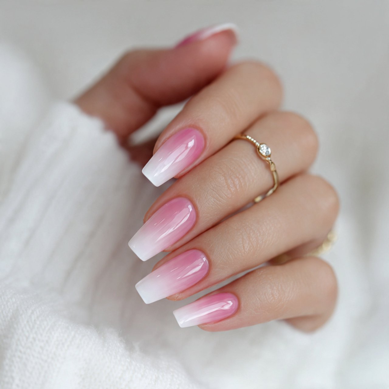 baby boomer pink and white ombre nature look nails