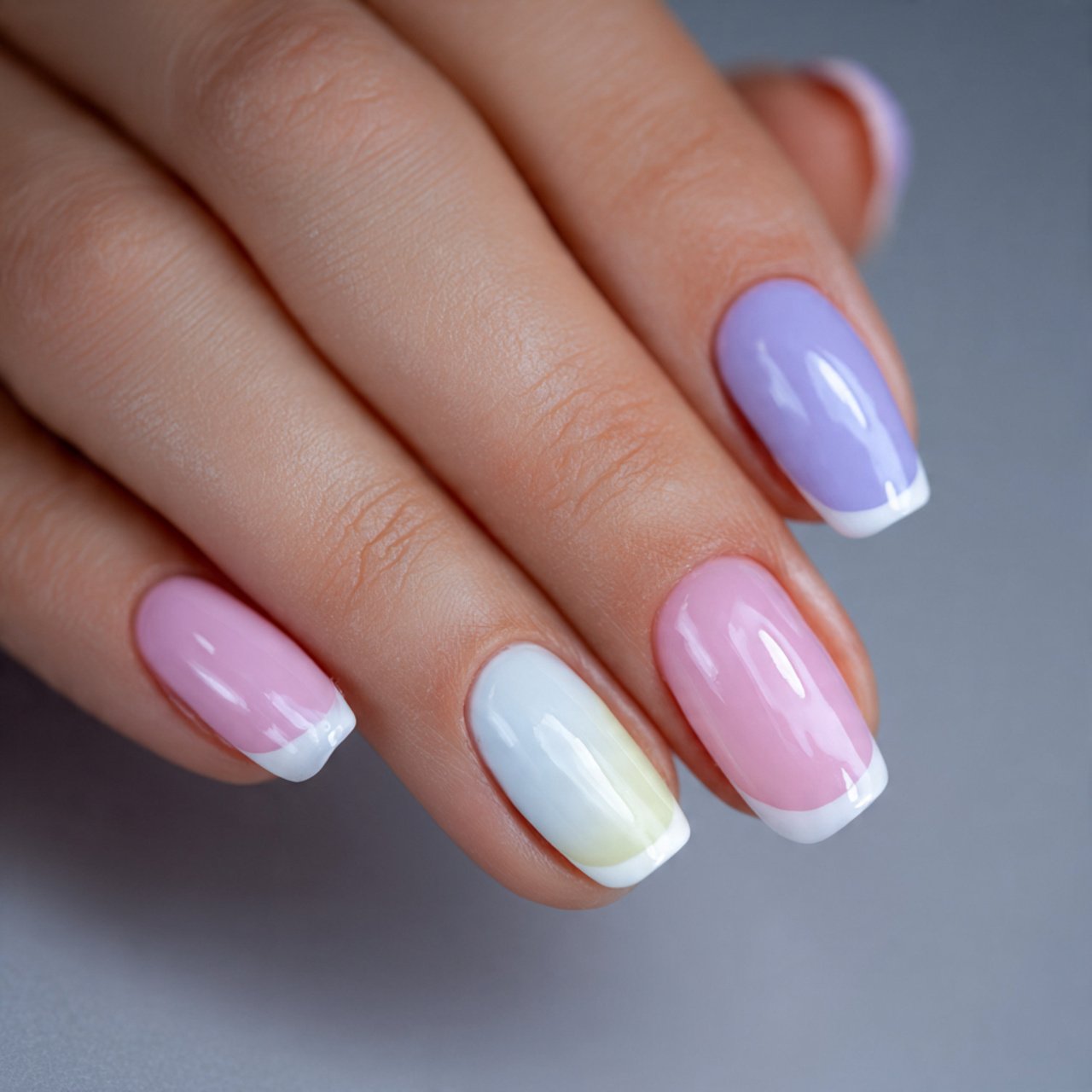 baby french tips in soft colors creative nails