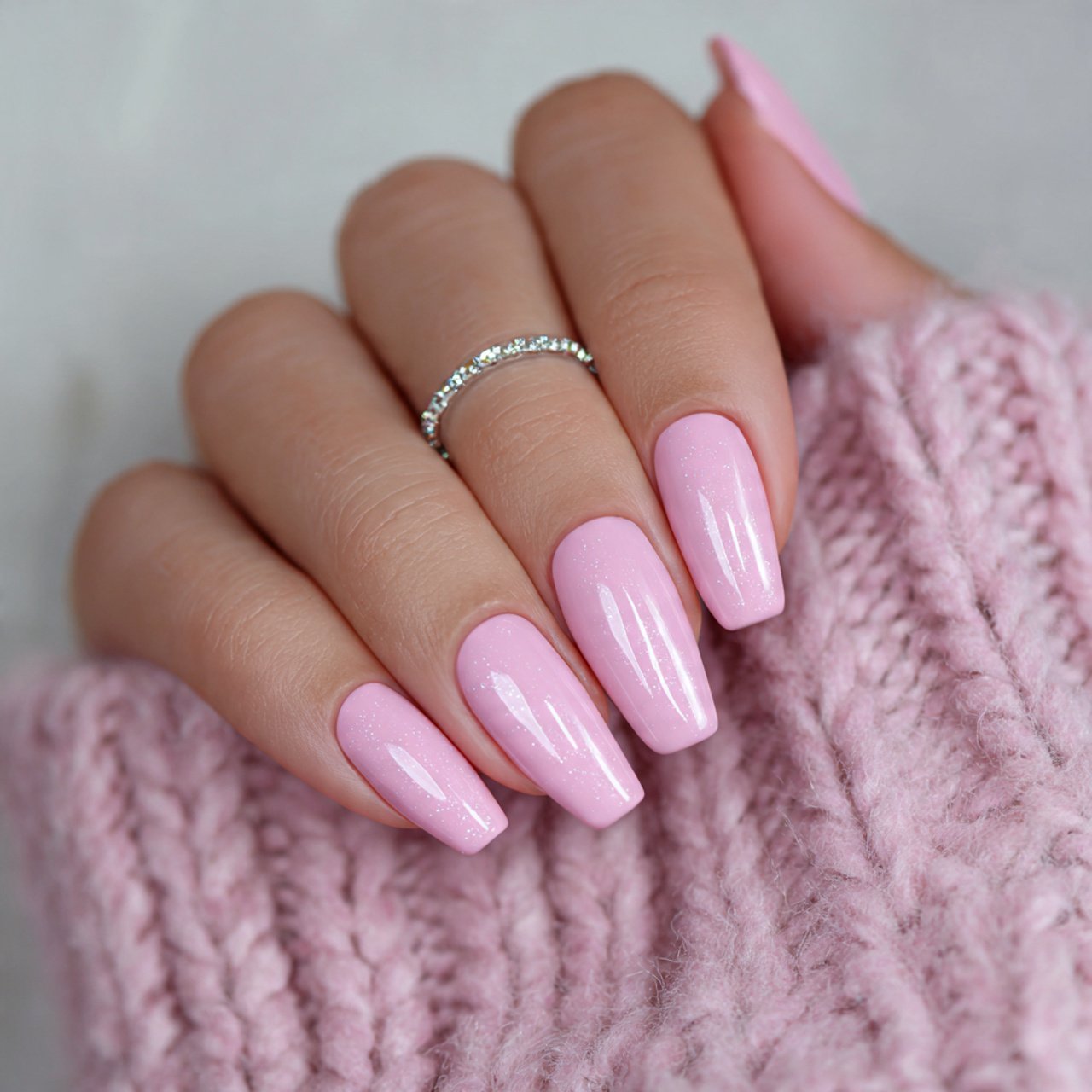 baby pink gloss prom nails