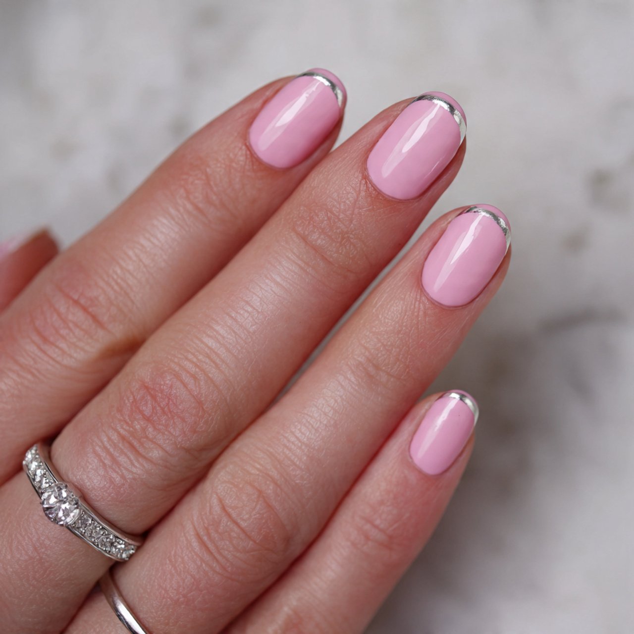 baby pink micro french nails