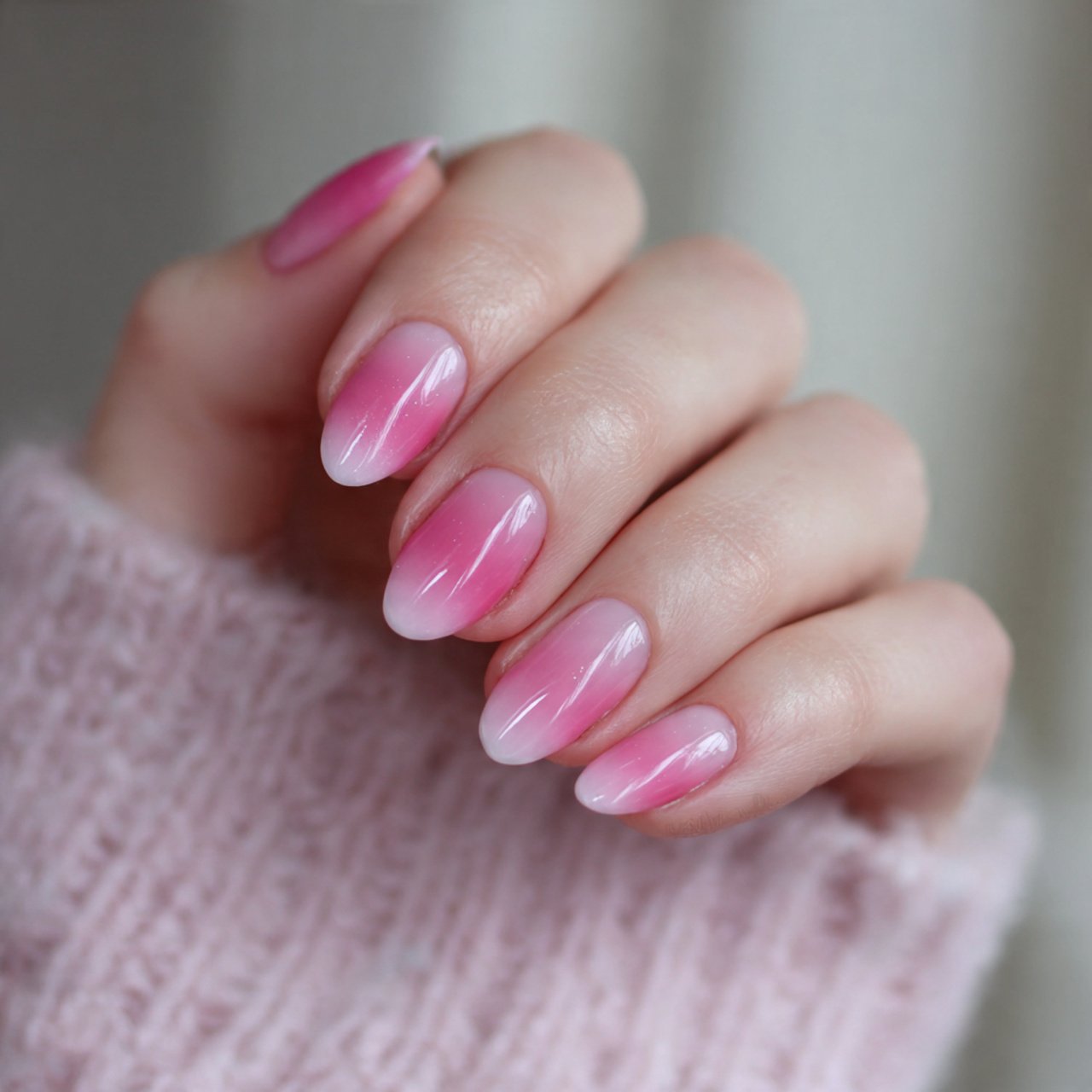 baby pink ombr nails