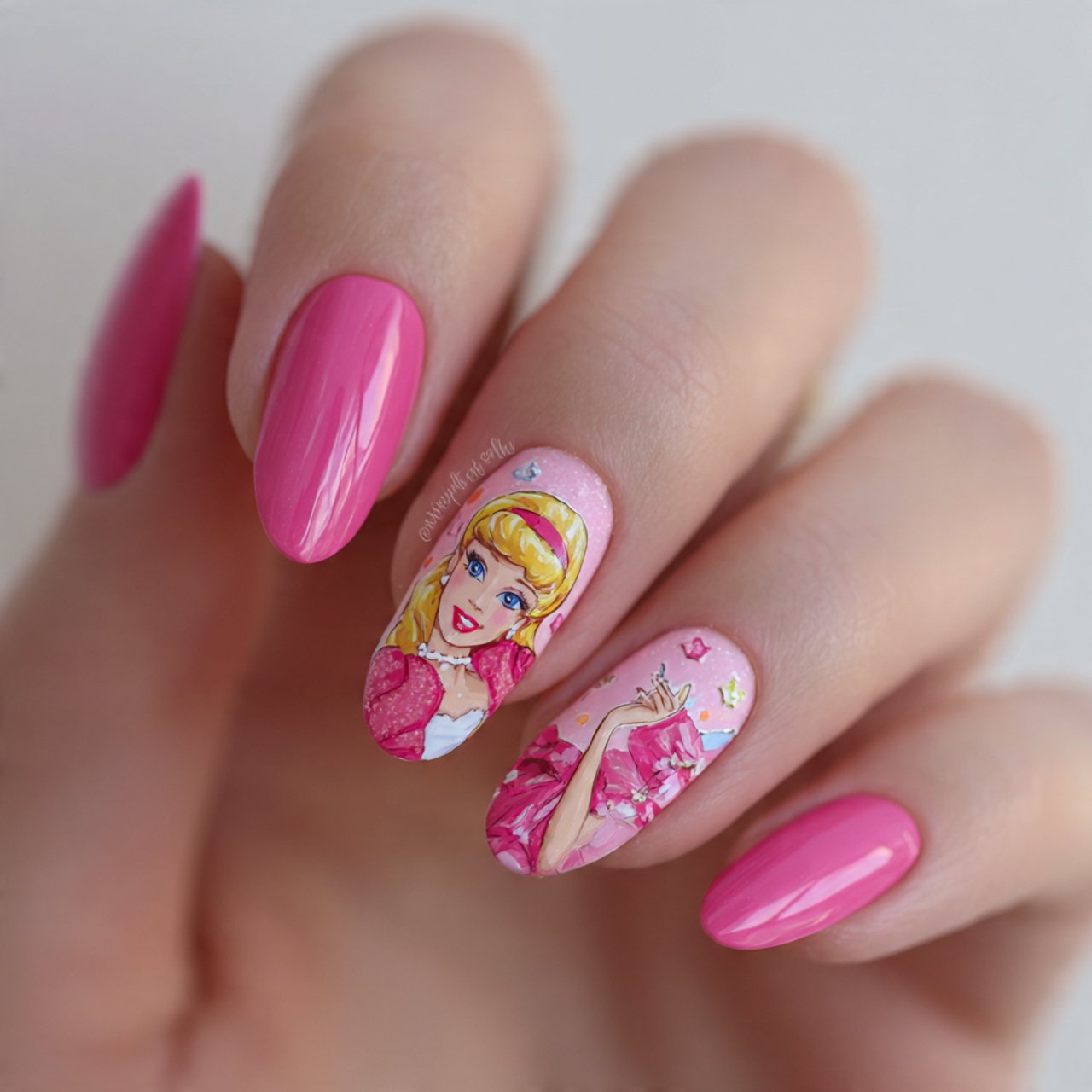 barbie inspired pink nails