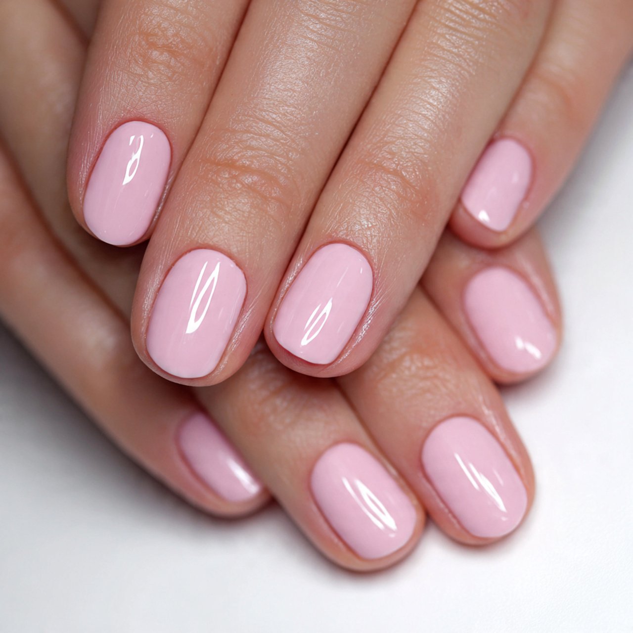 barely there pink gloss nature look nails