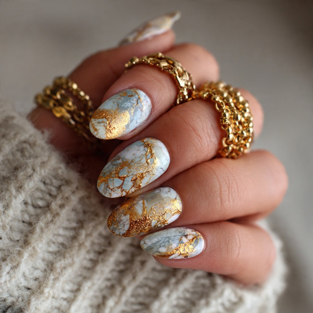 base gold micro stripe jewelry detail nature nails