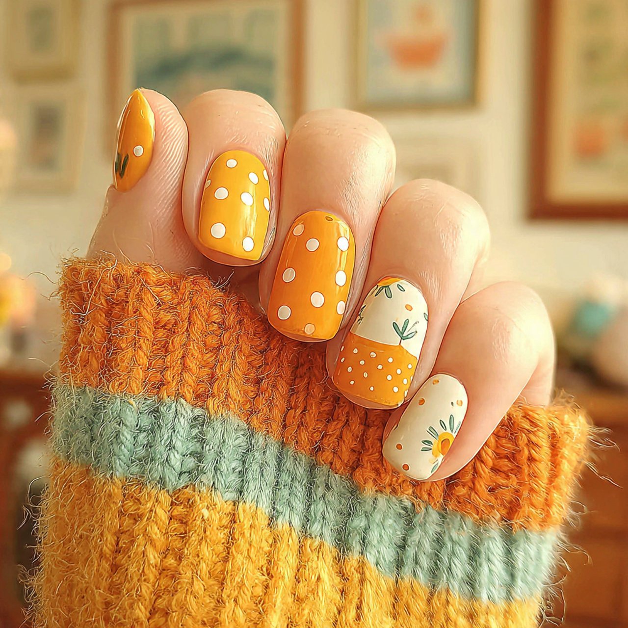 base single tiny dot accent attractive nails