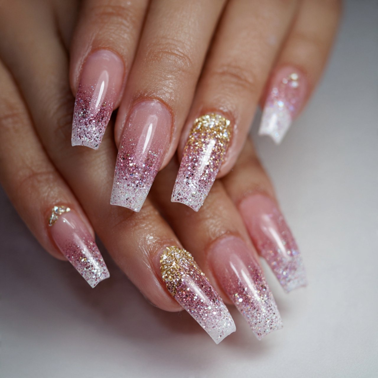 base with glitter fade flawless nails