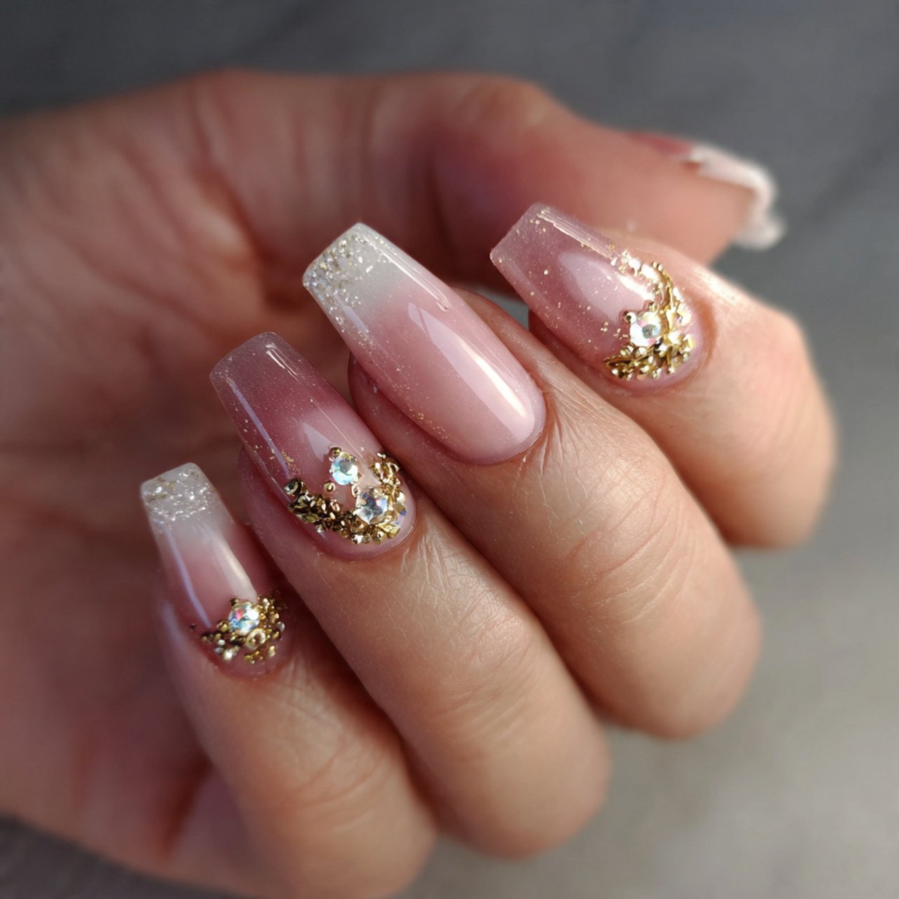 base with tiny crystal detail stunning nails