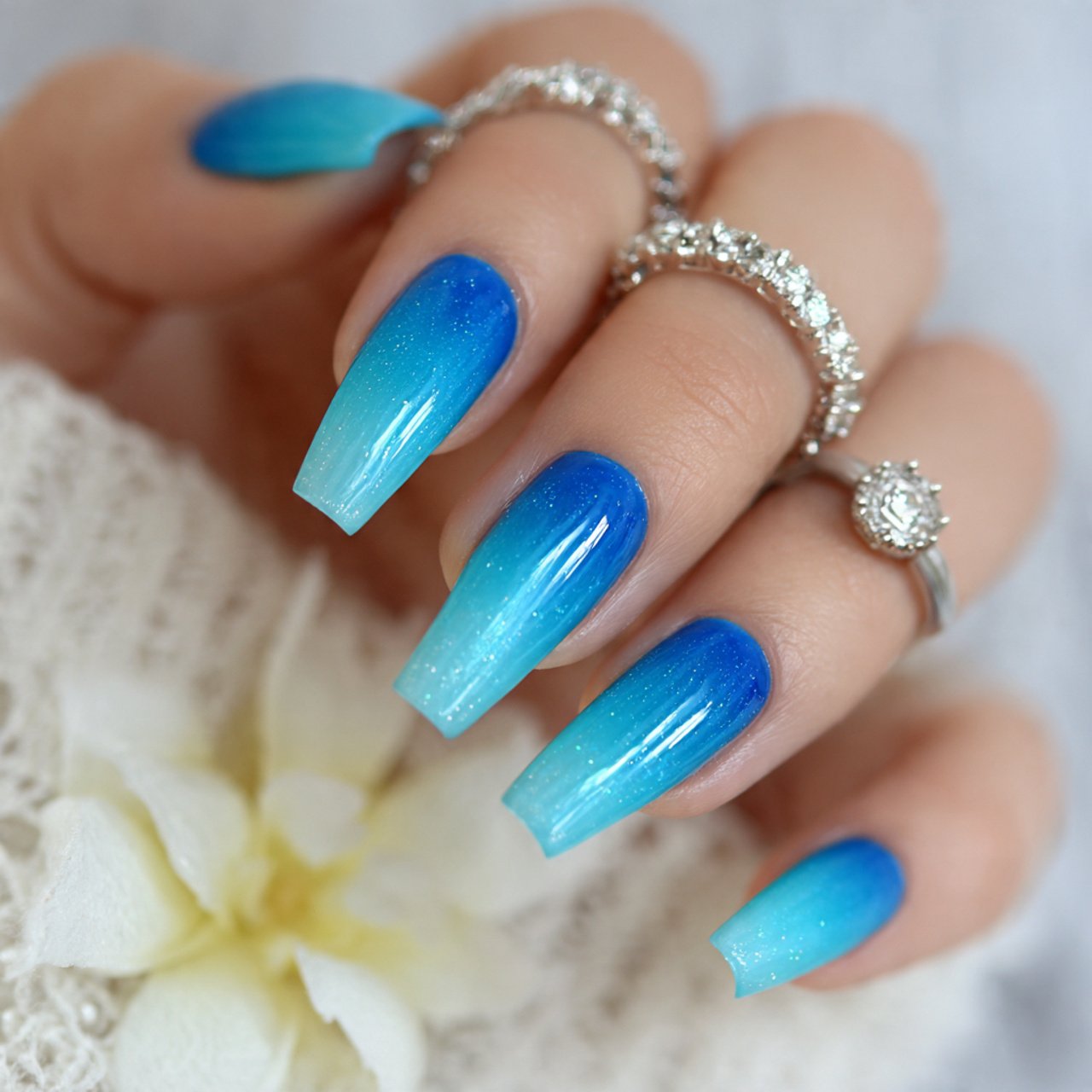 beachy blue ombre coffin nails stunning nails