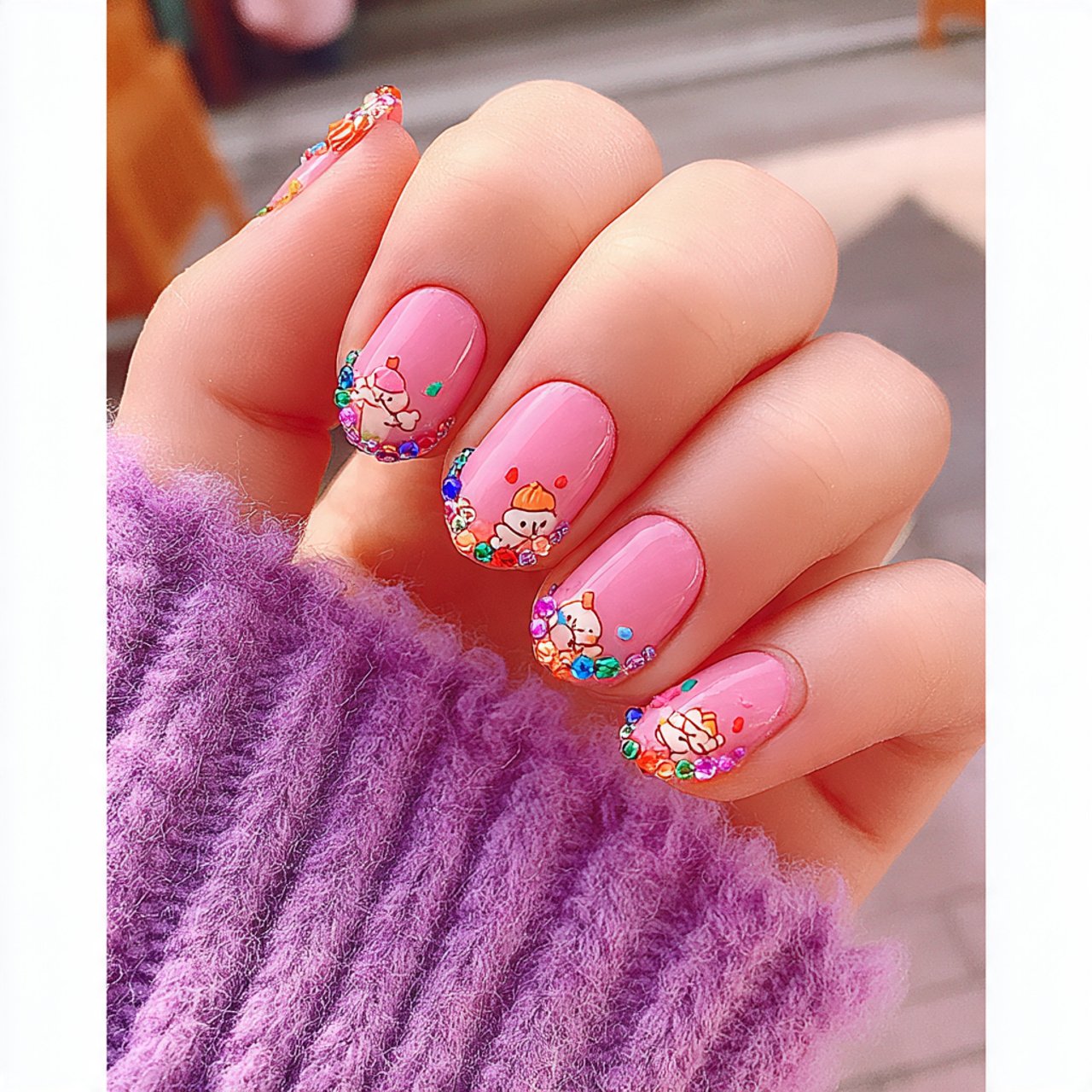 birthday confetti gem almond nails attractive nail