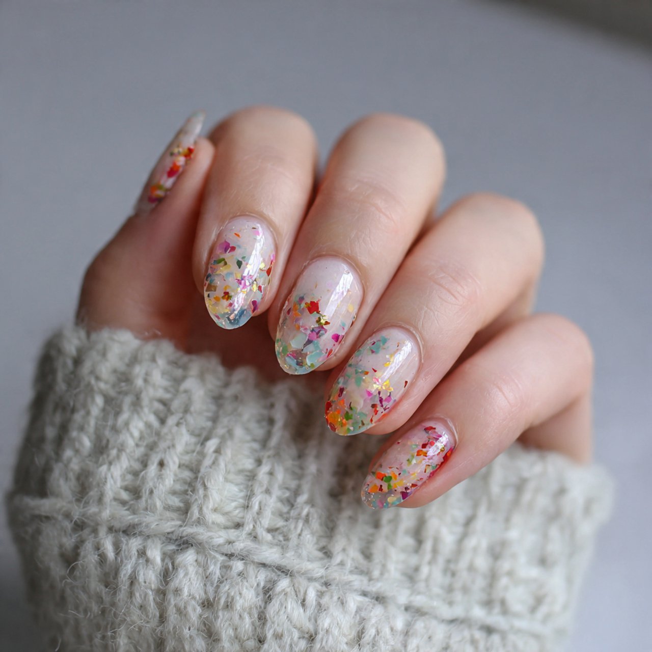 birthday confetti jelly nails nature look nails
