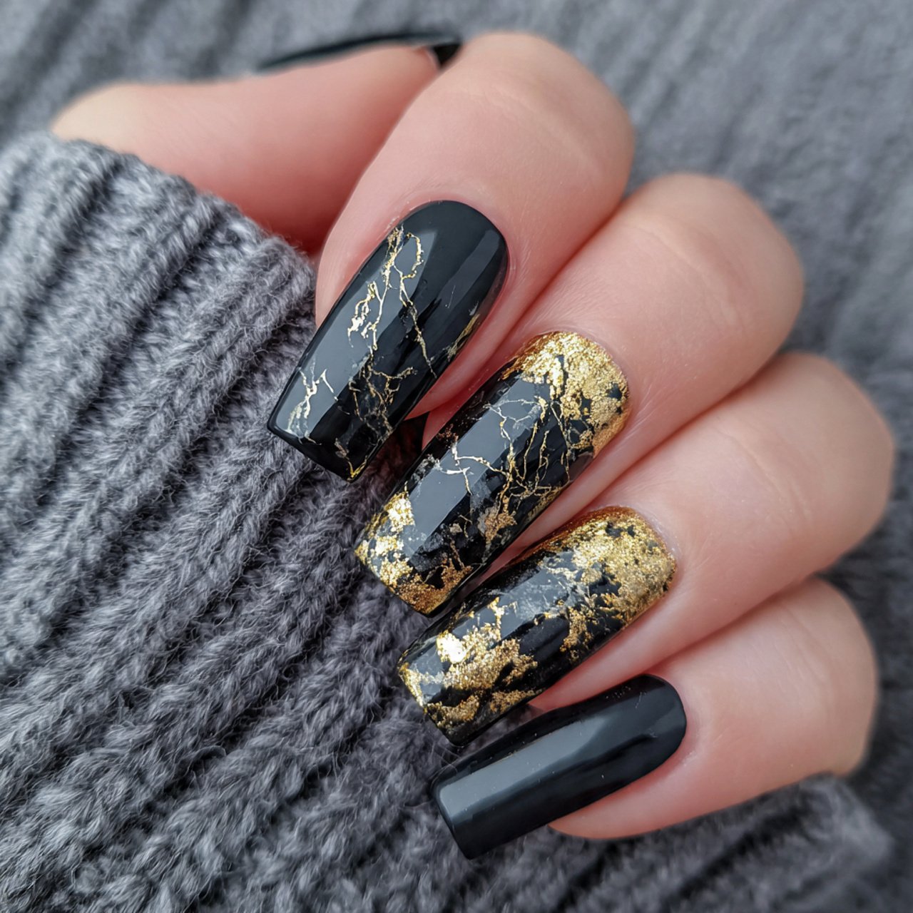 black and chic birthday set attractive nails