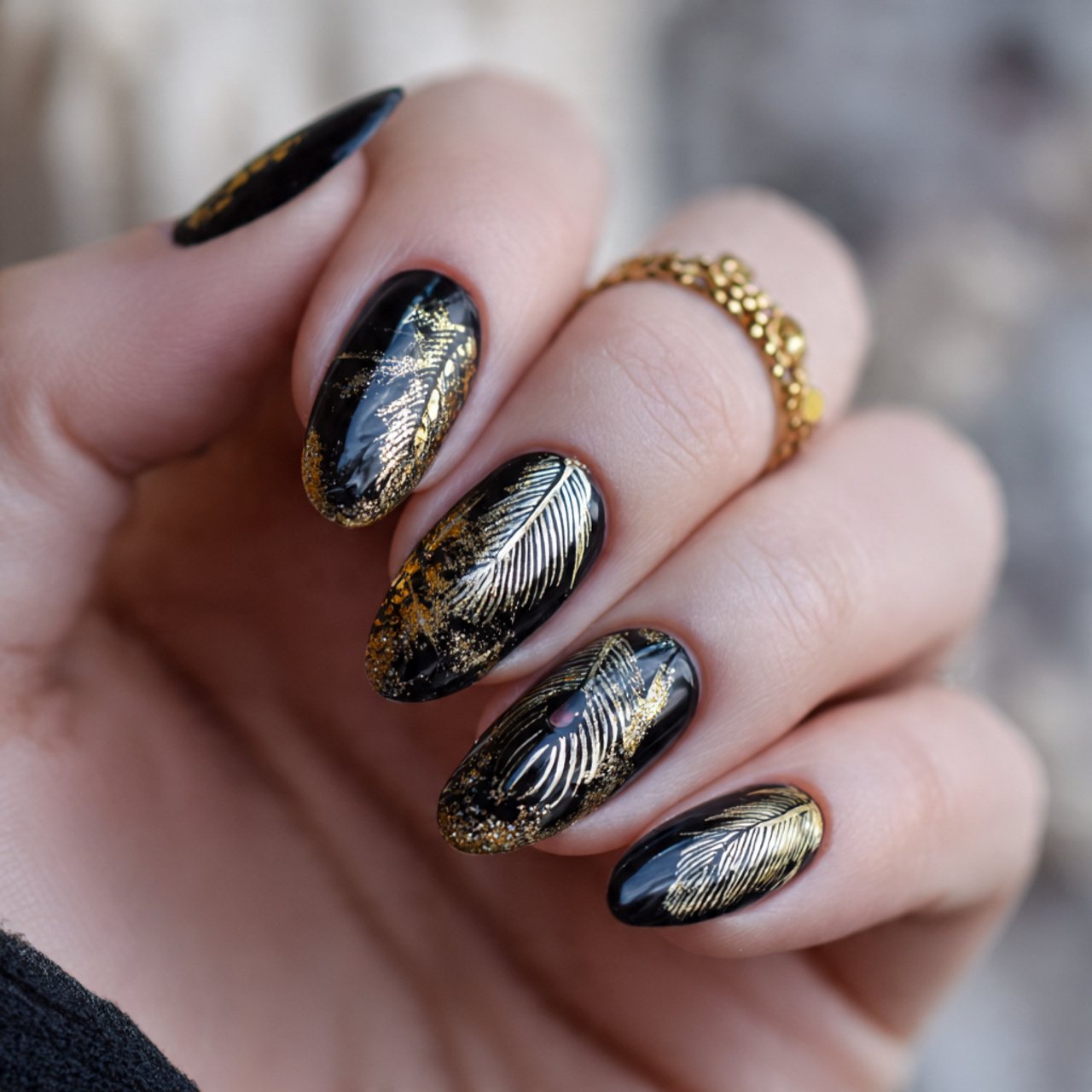 black and gold festival nails