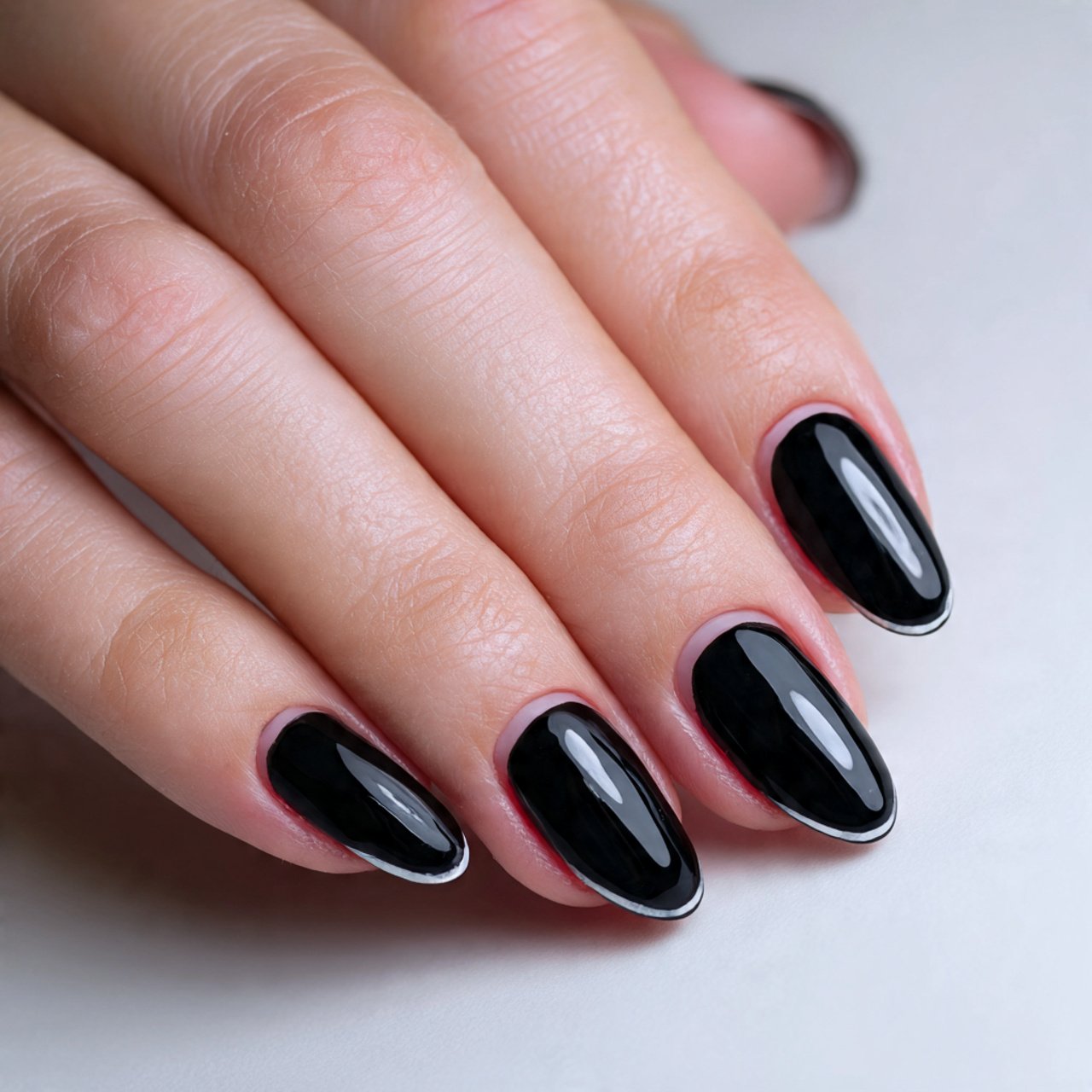 black and side french nails