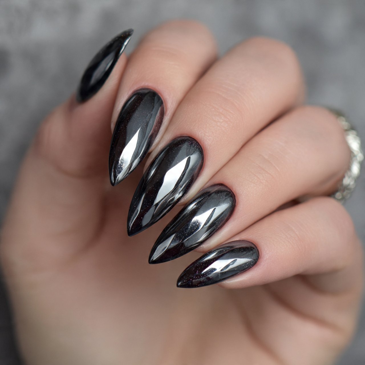 black chrome nails