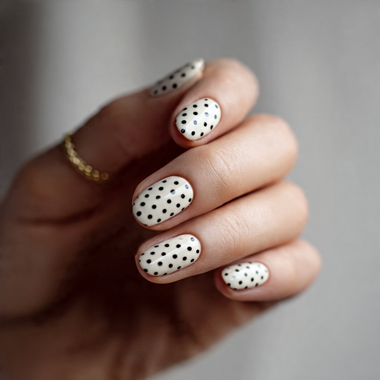 black dot minimal nails